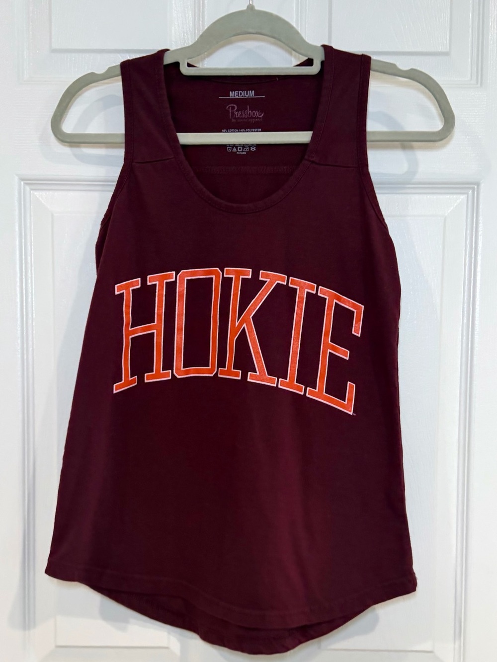 Virginia Tech Hokie VT Pressbox Maroon Tank Top Shirt Women M Football Tailgate